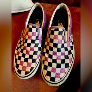 VANS WOMEN 8.5 Men's 7 Black and Purple checkered